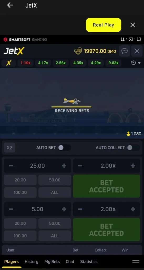 JetX game bets