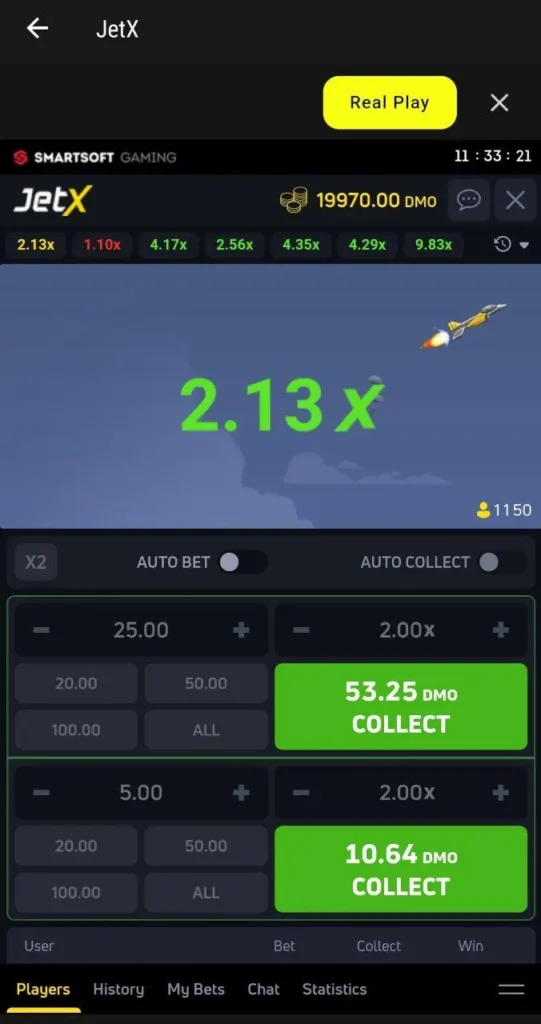 JetX online gameplay